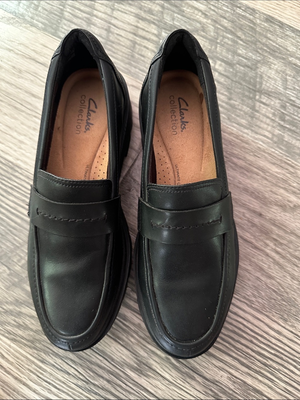 Clarks‎ Black Leather Classic Loafers women’s 9.5